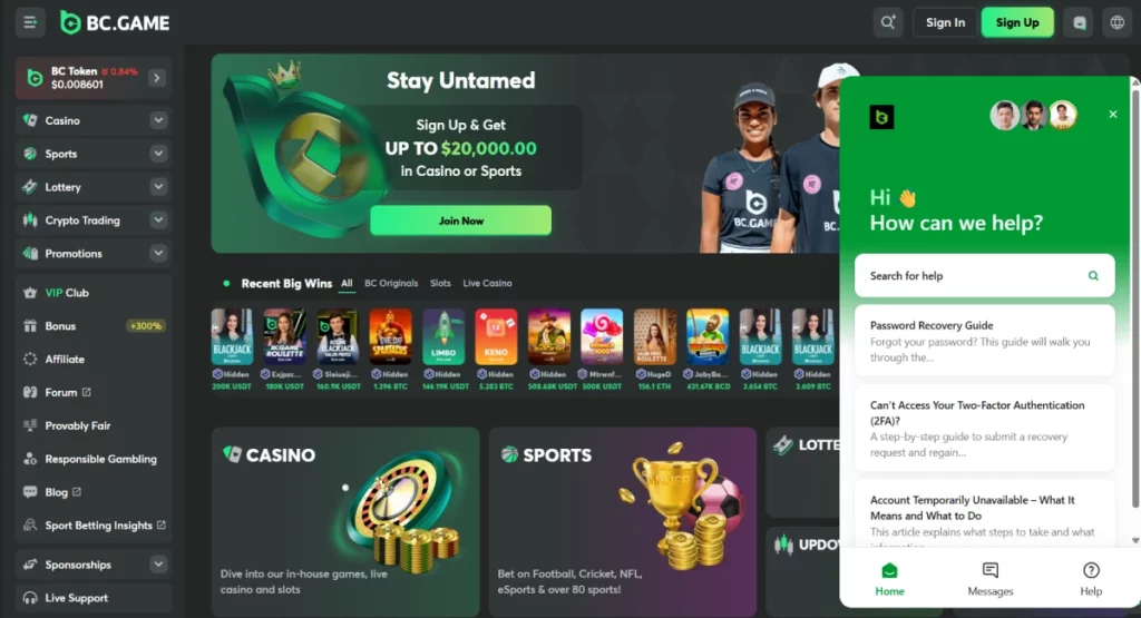 BC. Game support